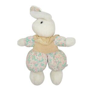 Anco Calico Bunny Plush‎ Fabric Body Rabbit Floral Print Stuffed Animal Toy 1992